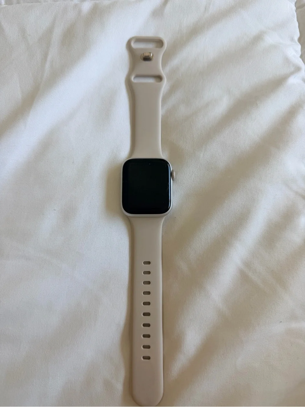 Apple Watch Series 6 with Light Beige Silicone Band